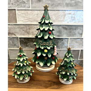 VTG 1950s LEFTON NOEL Christmas Tree Hors d’oeuvre Holder Salt Pepper Shaker MCM